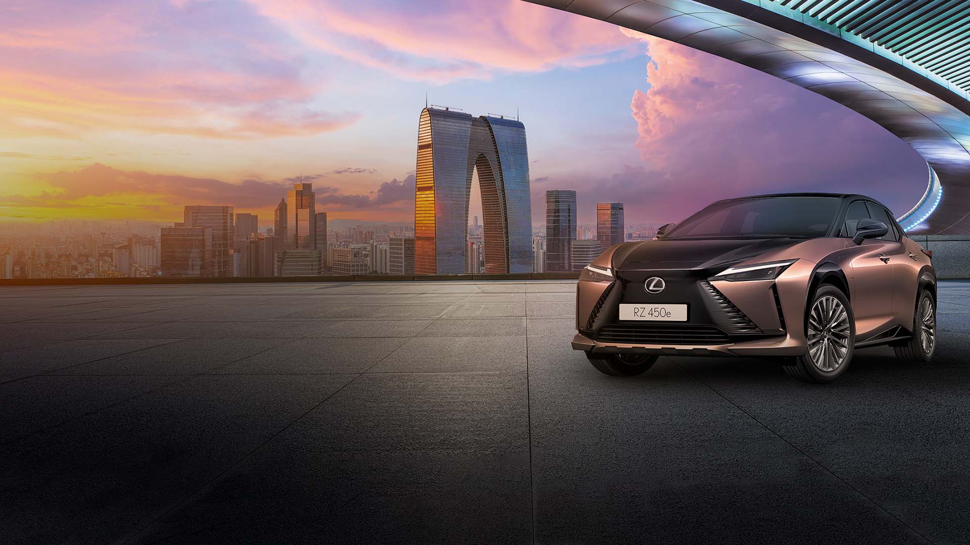 Sonic copper RZ parked against city skyline